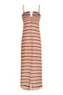 Antigüa Linen Midi Dress / Red Stripes
